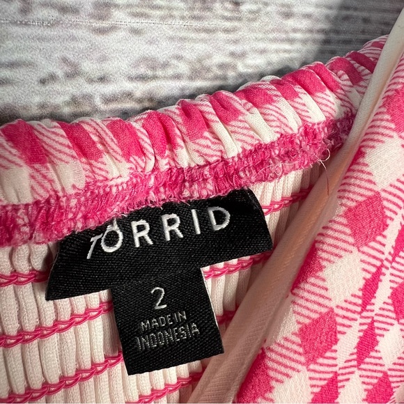 Torrid 2x Barbie Hot Pink‎ Gingham Chiffon Button Midi Dress - Picture 9 of 10